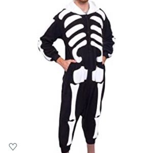 Fuzzy plush skeleton for costume cosplay pajamas